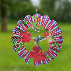 Kinetic Stainless Steel Wind Spinner- Hummingbird 3D Indoor Outdoor Garden Decor